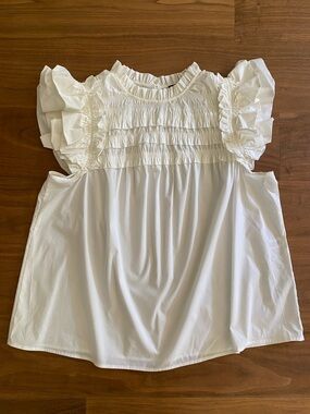 Marc New York Blouse Womens 1X White Ruffle